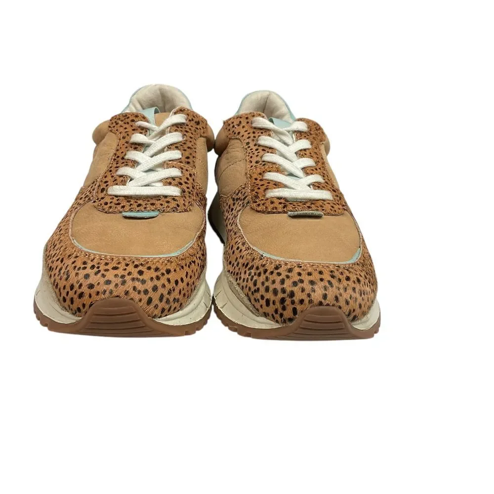 Madewell‎ Kickoff Trainer Sneakers Leopard Calf Hair Nubuck Faraway Sky Size 8.5